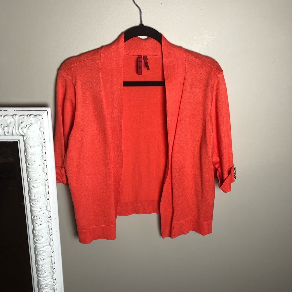 Pretty peach color cardigan with three quarter sleeve by Love Scarlett